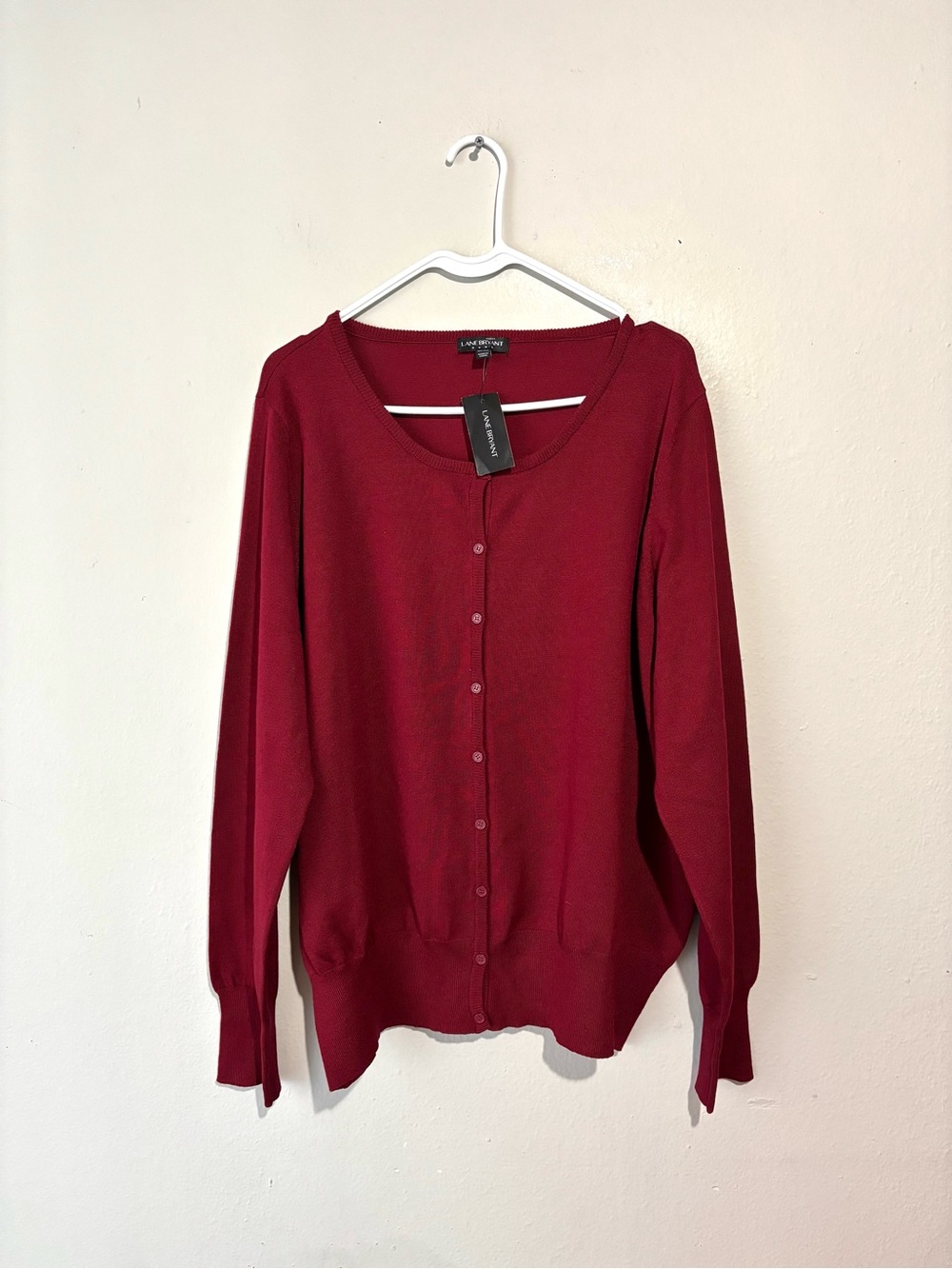 NWT Lane Bryant Wine Button-Up Women's Cardigan Sweater Fall Size 22/24